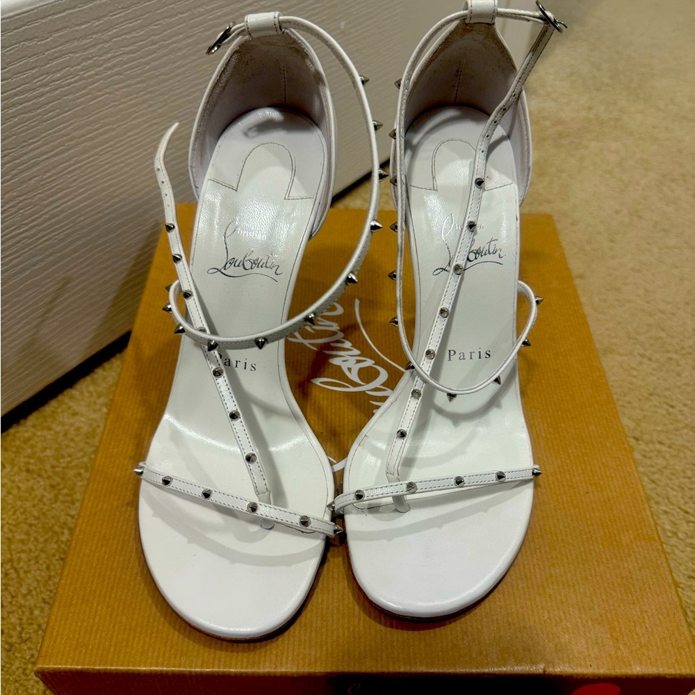 Christian Louboutin Riojana Spikes 100 White Leathee